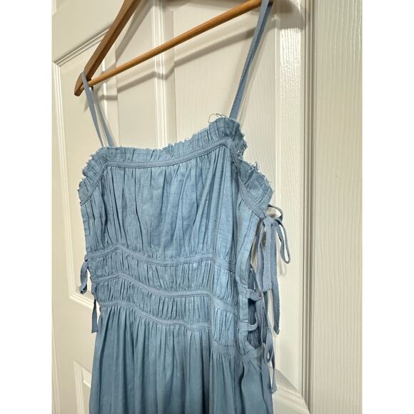 Cult Gaia Lola‎ Smocked Linen-Blend Midi Dress size Large $358 - Picture 4 of 7